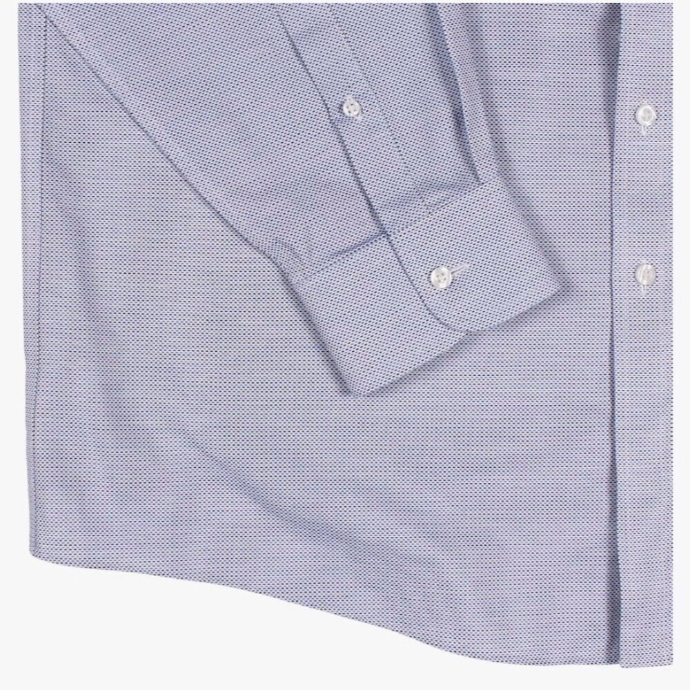Gold Label Roundtree & Yorke Dress Shirt Mens 17.5 Blue Herringbone - Picture 8 of 9
